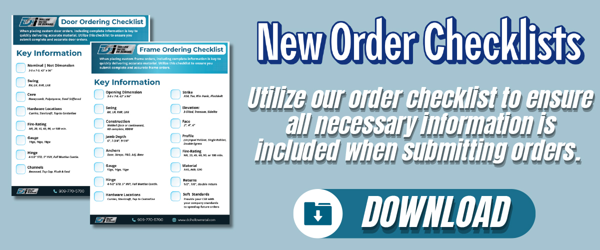 DCI Hollow Metal on Demand | Order Checklist